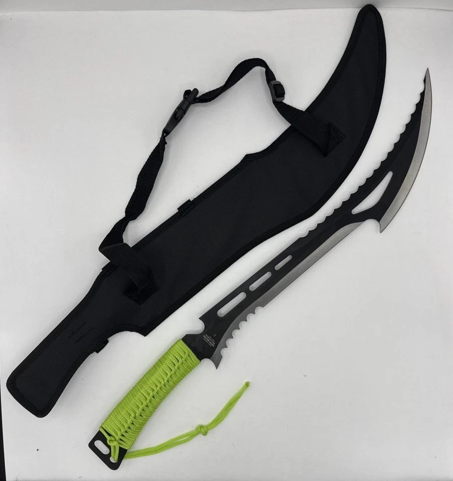 Z-Hunter 23,75” hoja de plata machete, mango envuelto en cordón verde con funda ZB-020 Foto 3 de 4