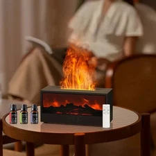 Desktop LED Fireplace Heater Portable Mini Simulation Flame Atmosphere Light Dec