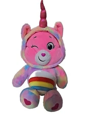 Care Bear Unicorn Cheer Bear Unlock The Magic Basic Fun Plush Hood Rainbow 12"