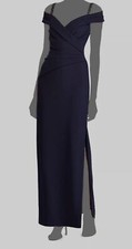  210 Ralph Lauren Womens Blue Beaded Cold-Shoulder Sleeveless Gown Dress Size 8