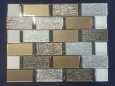 NY13N Silver/Gold Glass Mosaic Tile Kitchen Bathroom Backsplash, 7 sheets