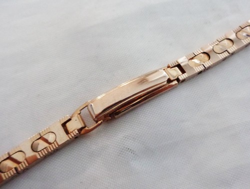 Pulsera de oro rosa enrollada o rellena vintage de 9 mm años 60 nueva stock antiguo para damas - Imagen 4 de 7