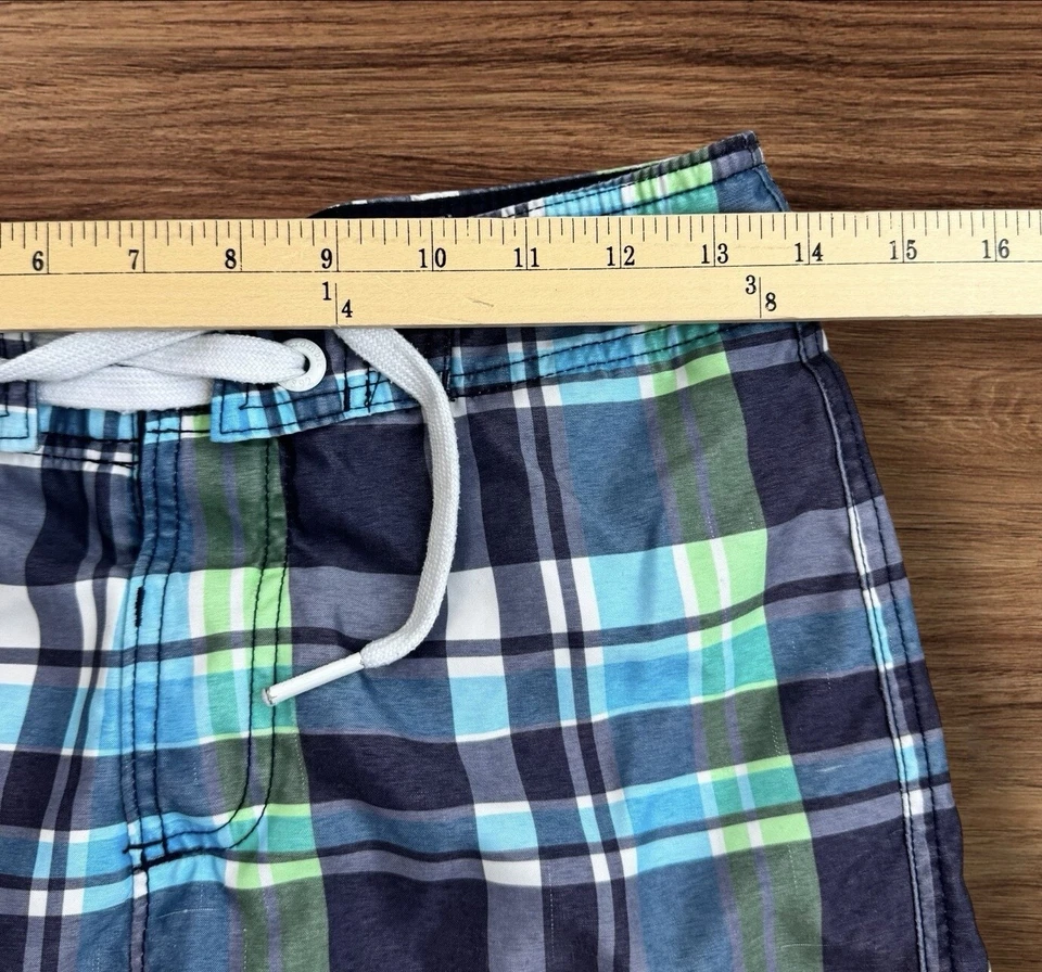 Abercrombie Camion da bagno per bambini grandi foderato blu/verde con coulisse a quadri - Immagine 4 di 4