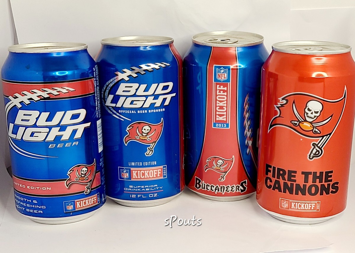4 BEER CANS TAMPA BAY BUCCANEERS BUD LIGHT NFL KICKOFF FOOTBALL