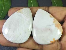 Natural Scolocite Pear Shape 2Pcs Cabcohon Loose Gemstone 150Cts. 44-45MM Y698