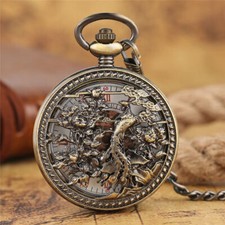 Retro Phoenix Skeleton Men Women Automatic Mechanical Pocket Watches Gift