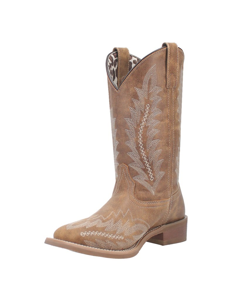 Laredo Western Boots Womens Square Toe Cheyenne Fancy Stitch Tan 5717