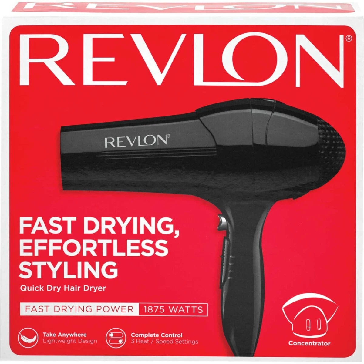 Revlon Quick Dry 1875 Watts Black Hair Dryer
