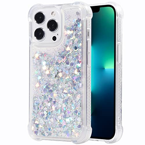 iPhone 13 Pro Case Cute Liquid Glitter Soft TPU Rubber Bumper