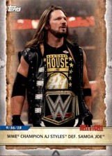 2020 Topps WWE Road to Wrestlemania #62 WWE Champion AJ Styles def. Samoa Joe