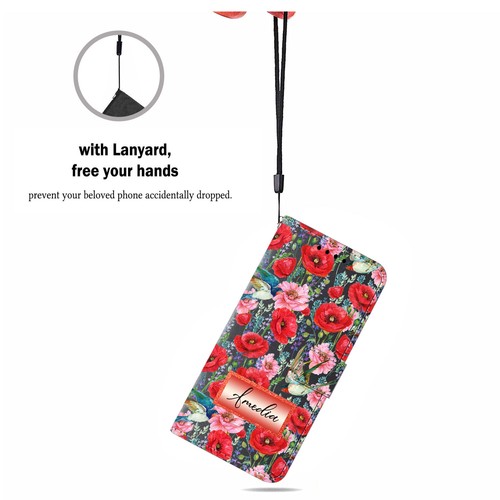 Flip Leather Case For iPhone 16 Pro Max 13 14 15 Flower Personalised Phone Cover - Picture 107 of 108