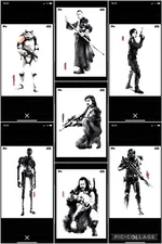 Topps Star Wars Digital Card Trader 7 Card Gray RO Ink Wash Insert Set