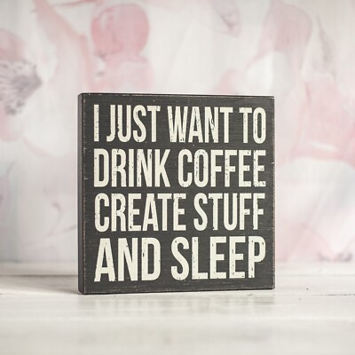 Black Coffee Lover Gift Coffee Bar Sign Shelf Sitter Desk DIYer Crafter Decor