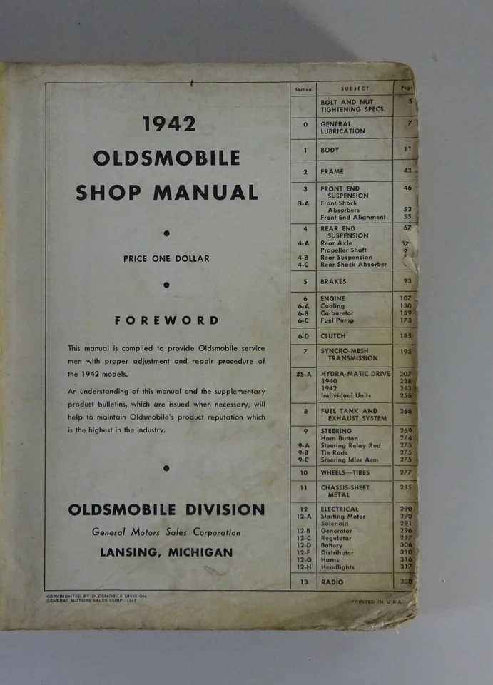 Manual de Taller/Taller Manual Oldsmobile 66/68/76/78 / 98 Serie From 1942 - Imagen 2 de 4