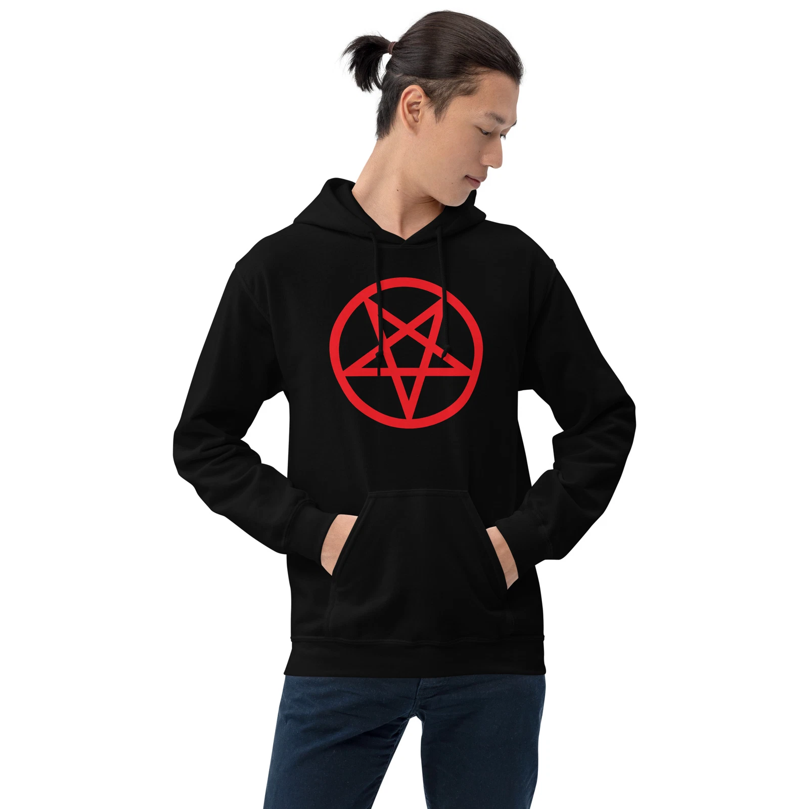 Red Classic Inverted Pentagram Occult Symbol Unisex Hoodie Sweatshirt