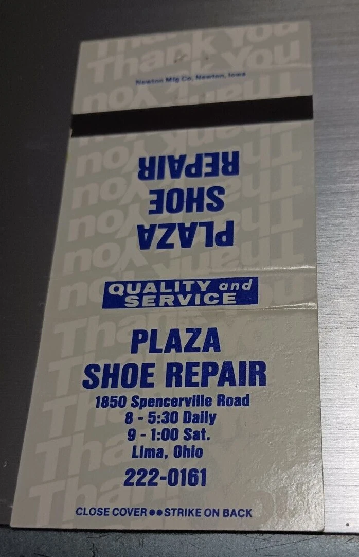 VINTAGE MATCHBOOK PLAZA SHOE REPAIR LIMA OHIO C79 eBay