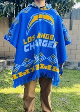 Chargers Alpaca Wool Poncho American Football, Hooded,Made In Ecuador