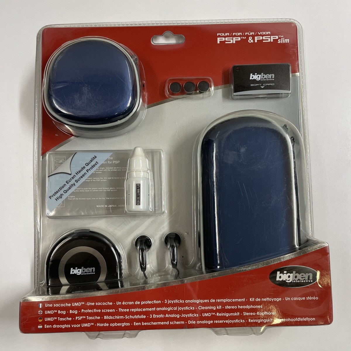 NEUF pochette pack PSP SLIM playstation chargeur film écran coque blanc