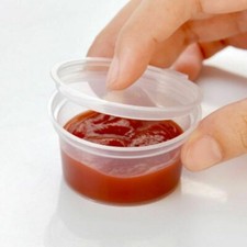 10X Small Plastic Sauce Cups Storage Containers Clear Boxes with Lid