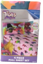 FULL SHEET SET TROLLS  Dreamworks  Band Together 4 Piece  Set  Soft Microfiber