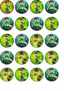 20 Ben 10 edible rice paper cup cake toppers, 