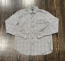 J. Crew Long Sleeve Button Down Brushed Twill Shirt Men  s Large Slim Plaid Gray