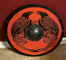 Medieval Round Shield Viking Shield Twin Raven Design Shield Wooden 24 inch