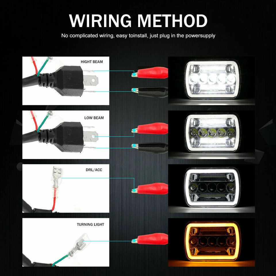 170W 7x6" Led Headlight Hi/Lo Halo Fit for GMC TopKick C6500 C5500 C4500 Truck - Image 4 of 4