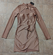 New Fashion Nova sz L Dare To Mock Me Dress bodycon stretchy camel brown 1884