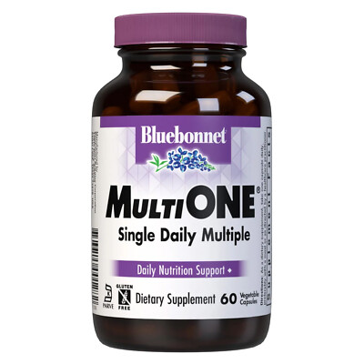 Bluebonnet Multi One (With Iron) 60 Vegetable Capsules, Daily Nutritional Suppor