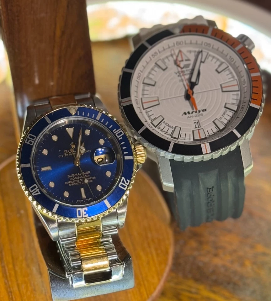 VOSTOK EUROPE AN-225 MRIYA AUTOMATIC WATCH 50MM WHITE DIAL ORANGE BLACK BEZEL RA - Image 4 of 4