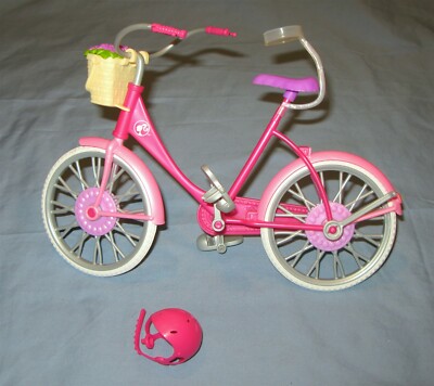 barbie bike helmet set Barbie Mattel 2013 Let's Go Bike! Pink Bicycle Helmet Basket Flowers Set  EUC
