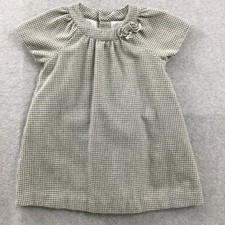 Miski Wawa Dress Girls Size 6A Gray Ivory Houndstooth Short Sleeve Wool Blend