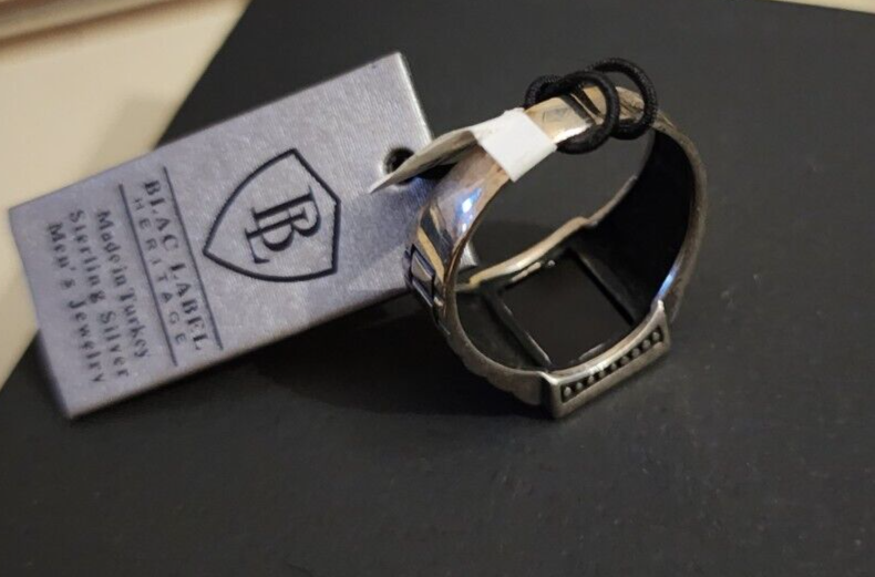 Blac Label Heritage Men's 925 Silver Black Onyx Ring Size 12 Made in Turkey  NWT