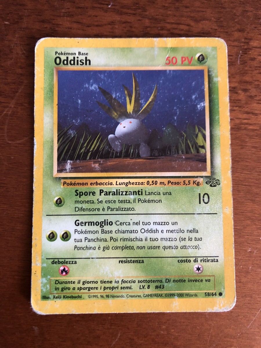 1995 oddish pokemon card Card CARTA Pokemon - ODDISH 58/64 SET JUNGLE - Ita - 1995, 96, 98