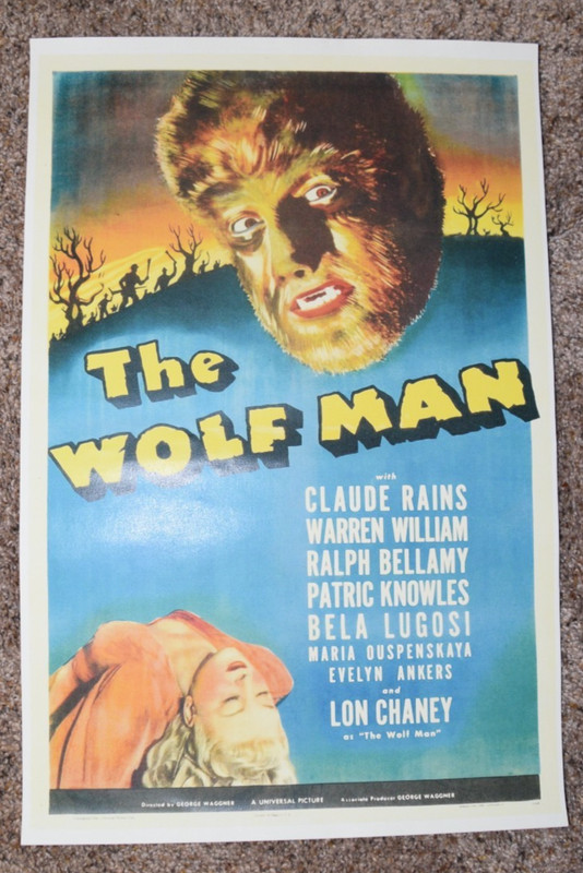 The Wolf Man Poster 19" x 12 1/2"
