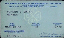 ASME Mechanical Engineers Membership Card Railroad Engineering Ephemera 1970 NYC