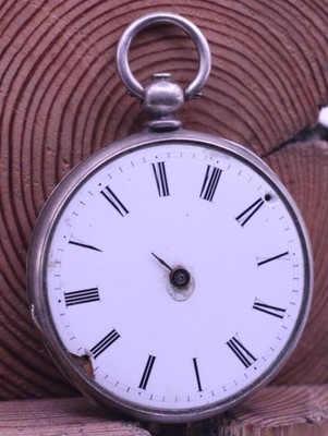 CRAGG GENEVE SWISS KEYWIND MEN'S POCKET WATCH 42.7mm   SILVER FOR REPAIR (BN)