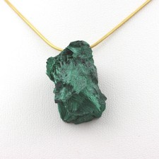 Raw Malachite Necklace. 63.0 Ct. Kipushi Mine, Haut-Katanga, Congo. Made In