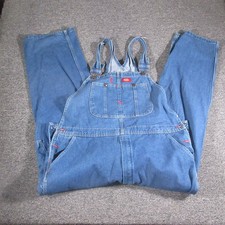 Dickies Overalls Mens 44x30 Blue Denim Relaxed Fit Workwear Pockets Casual