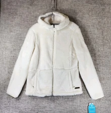 Free Country High Pile Fleece Hoodie Jacket Womens Large Creme Full Zip NEW