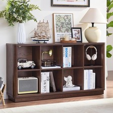 8 Cube Bookcase 52" Long Horizontal Book Shelf w/Curved Edge Floor Standing