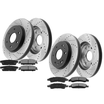 Front Rear Drilled Rotors Brake Pads for Chevrolet Avalanche Cadillac Escalade