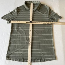 Lululemon Evolution Polo Shirt Men's Small Gray Striped Short Sleeve Golf Casual