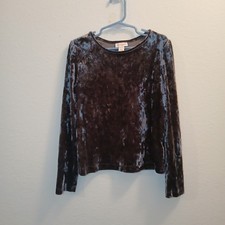 Cat  Jack Girl's Top Size S 6-7 Charcoal Gray Velvet Look