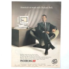 1992 Packard Bell 486 Computer Vintage Print Ad Intel Inside Office Retro Tech