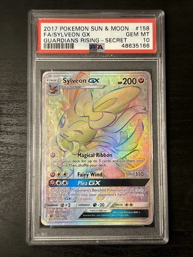 Sylveon GX Secret Rare Full Art Holo 158/145 Guardians Rising Pokemon PSA 10 Gem