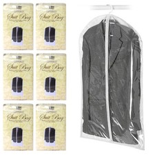Pack of 6 Clear Plastic DustProof Covers for Suit and Dress Garment Bags Size: