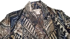 Vintage Diamond Tea Robe Geometric Long Strech Long Flared Sleeves Womens Small