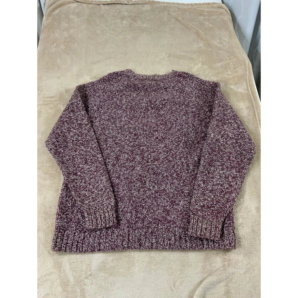 LL Bean Lambs Wool Nylon Knit Sweater Mens XL Burgundy Crewneck - Image 2 of 4